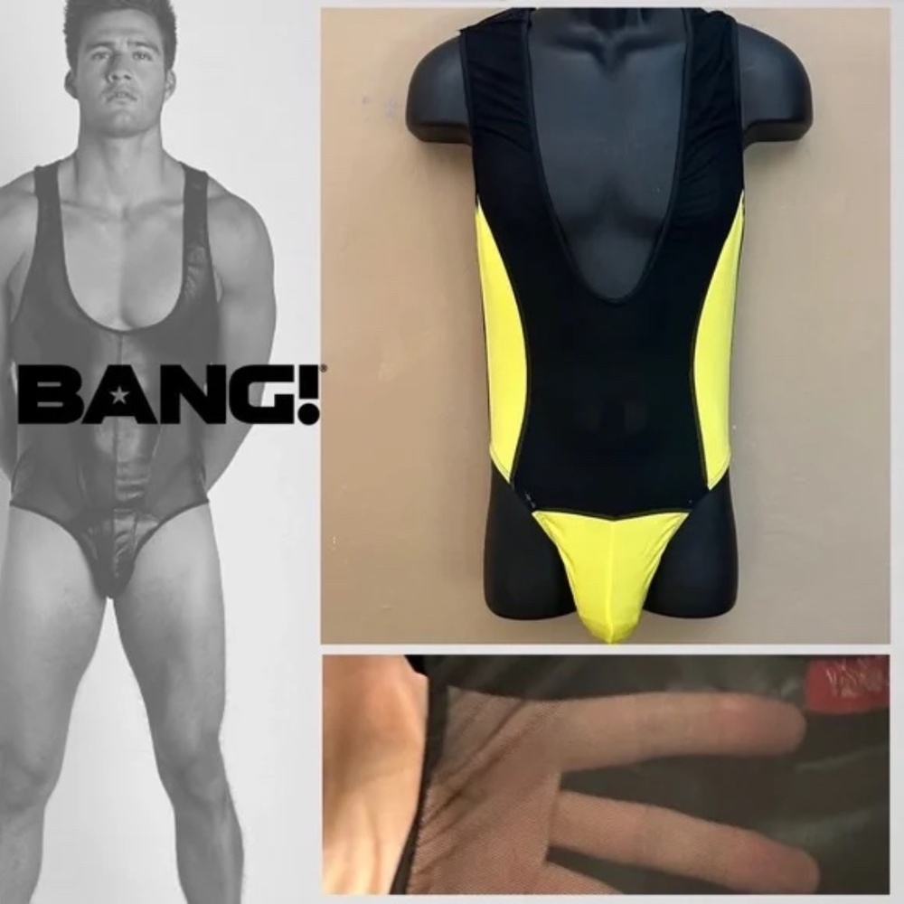 Bang Men's Black and Yellow Sheer Singlet RARE sold out Style Size M/L